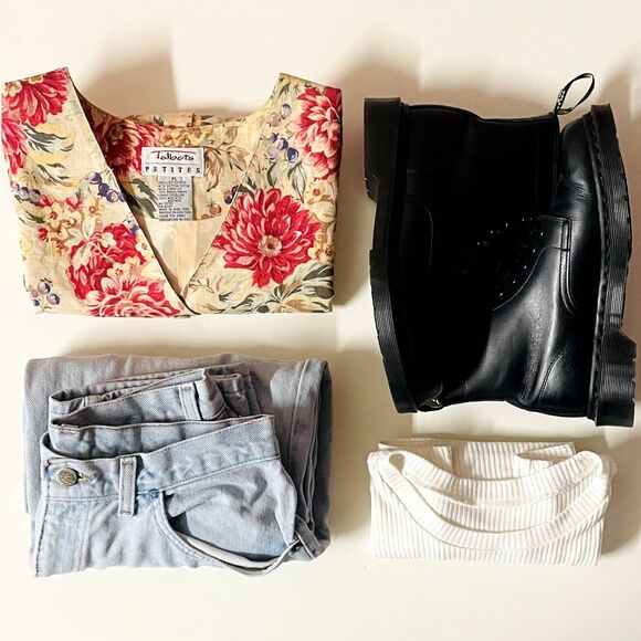 Vintage Talbots Petites Grandma Tan Floral Vest Size PL GUC - Picture 2 of 13